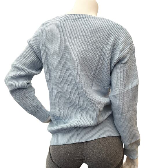 Womens Pullover Sweaters Sexy V Neck Solid Color Loose Ribbed Knitwear Sweater M - Picture 2 of 6